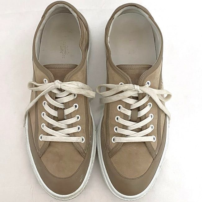 Hermes Sneakers Beige White Excellent Condition 27.5cm (10.83in) Suede