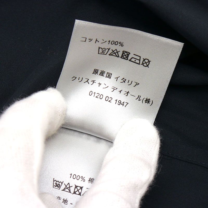 Air Dior X NIKE Chest Logo Cotton Short Sleeve Shirt 38 Navy Blue