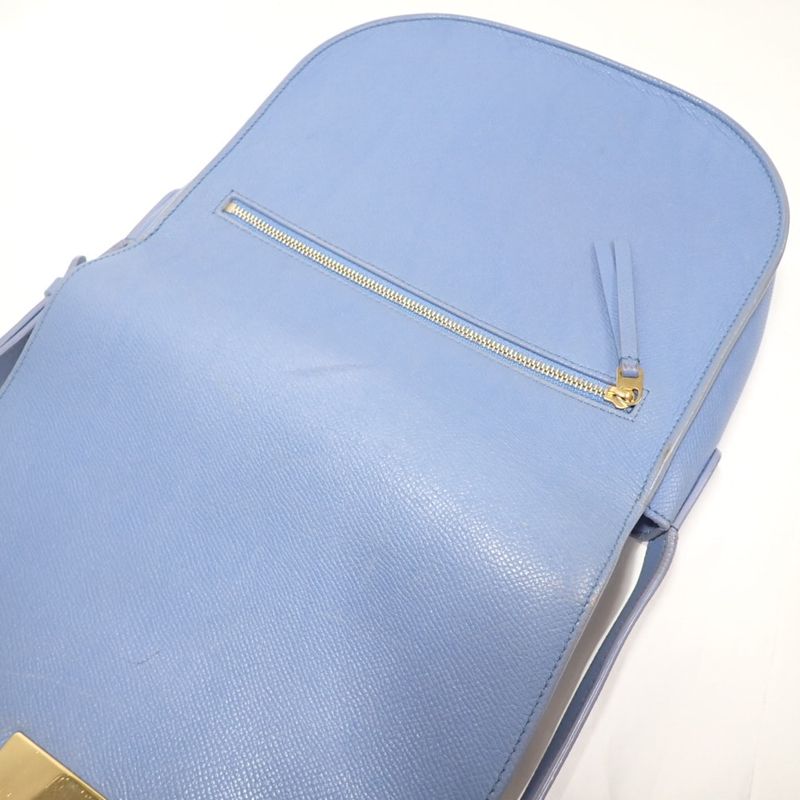 Celine Shoulder Bag Trotter Compact Light Blue Leather