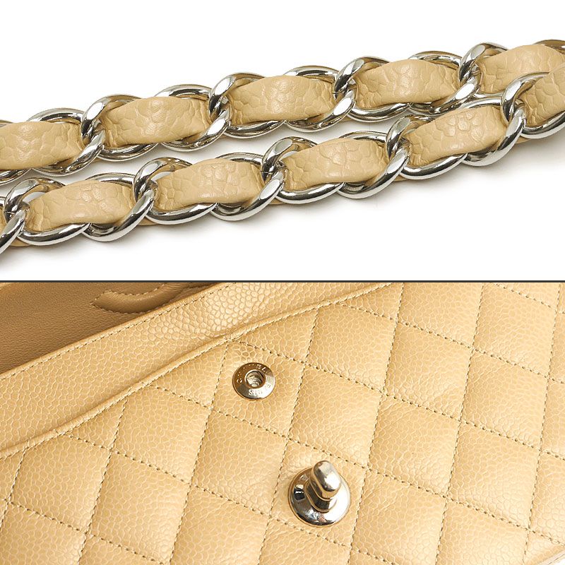 Chanel Classic Small Handbag Matelasse 23 Beige And Silver Hardware