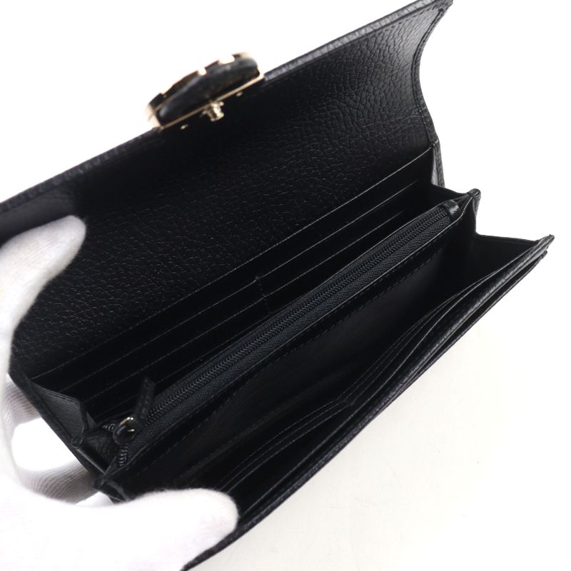 Gucci 615524 Leather Interlocking G Grained Accordion Closure Long Wallet With