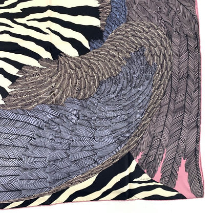 Hermes Carre 90 Zebra Pegasus Pink Scarf 100% Silk With Box