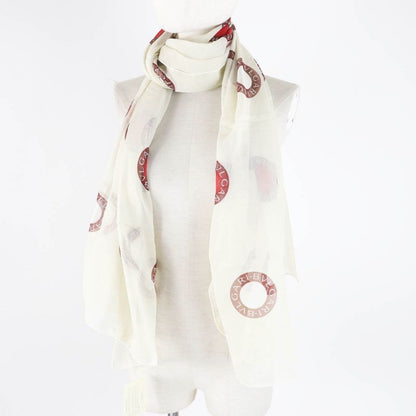 bvlgari 100% Silk Scarf Light Beige Brown Red Women