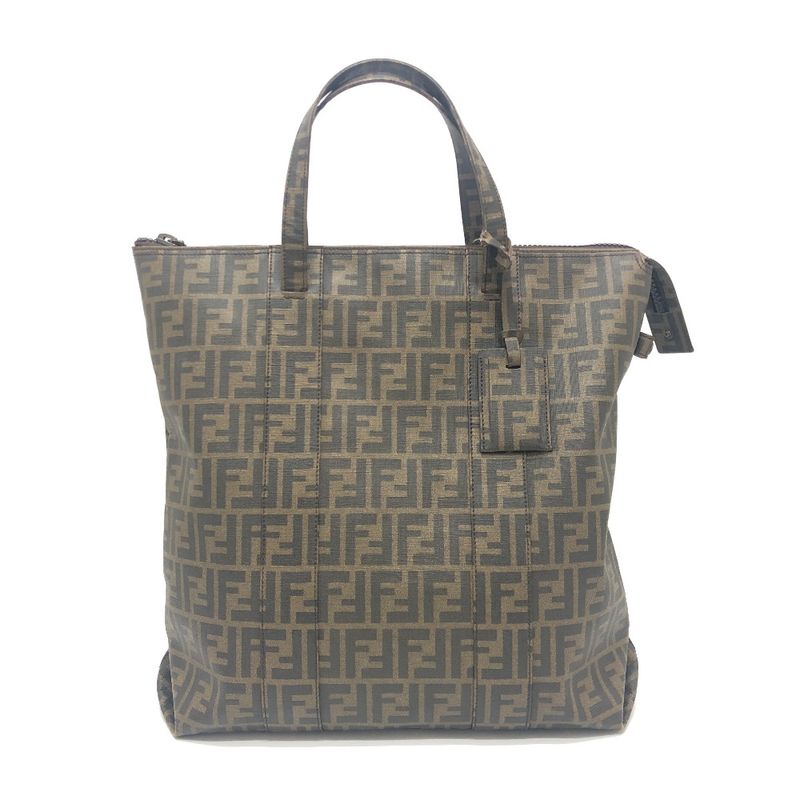 Fendi Tote Bag Zucca Pattern 7va196 PVC Brown