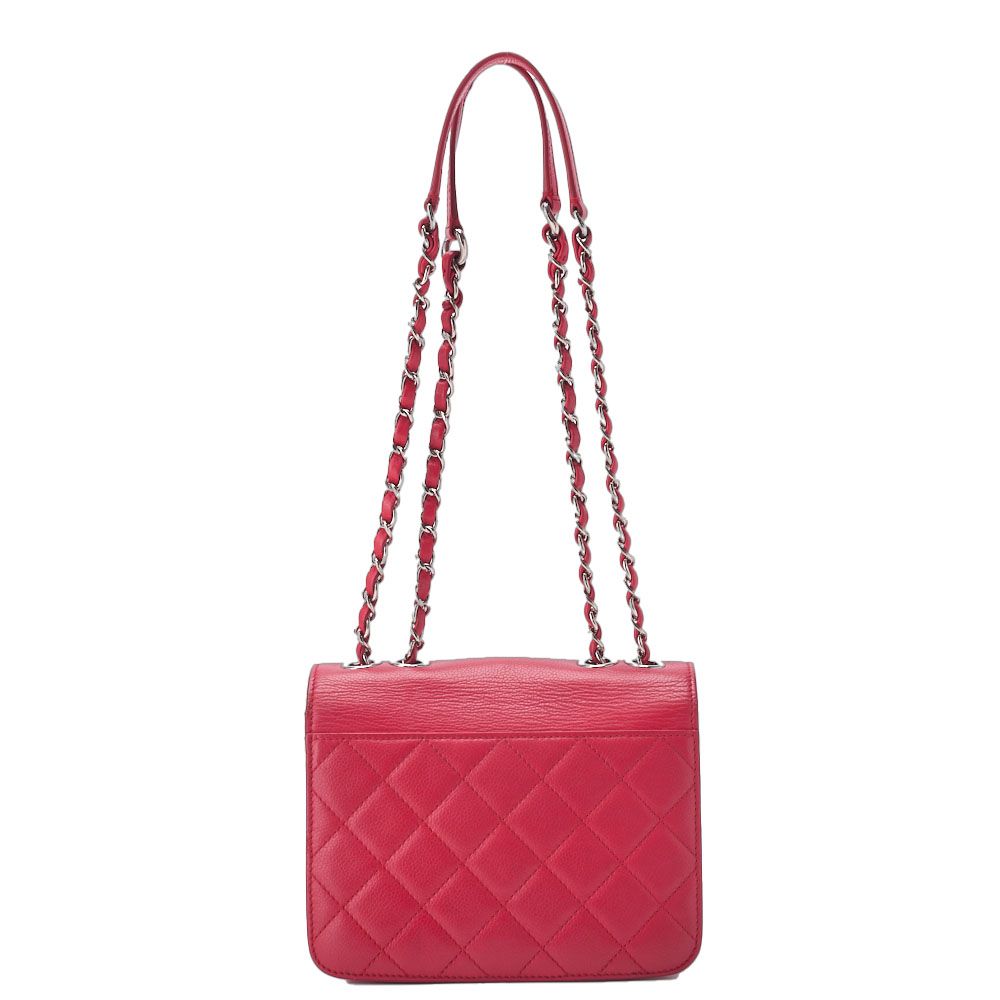 Chanel Matelasse Coco Push Lock Chain Shoulder Caviar Skin Red (silver Hardware)