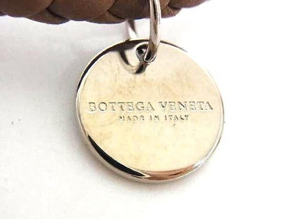 Bottega Veneta Intrecciato Leather Key Holder Charm Brown Bf7085