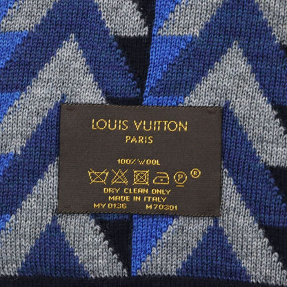Louis Vuitton M70301 Echarpe V Obsession Stole Scarf With Logo Tag Gray Blue