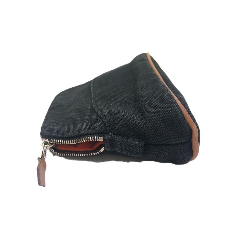Hermes Cosmetic Pouch Bolide Pouch Mini Canvas Black