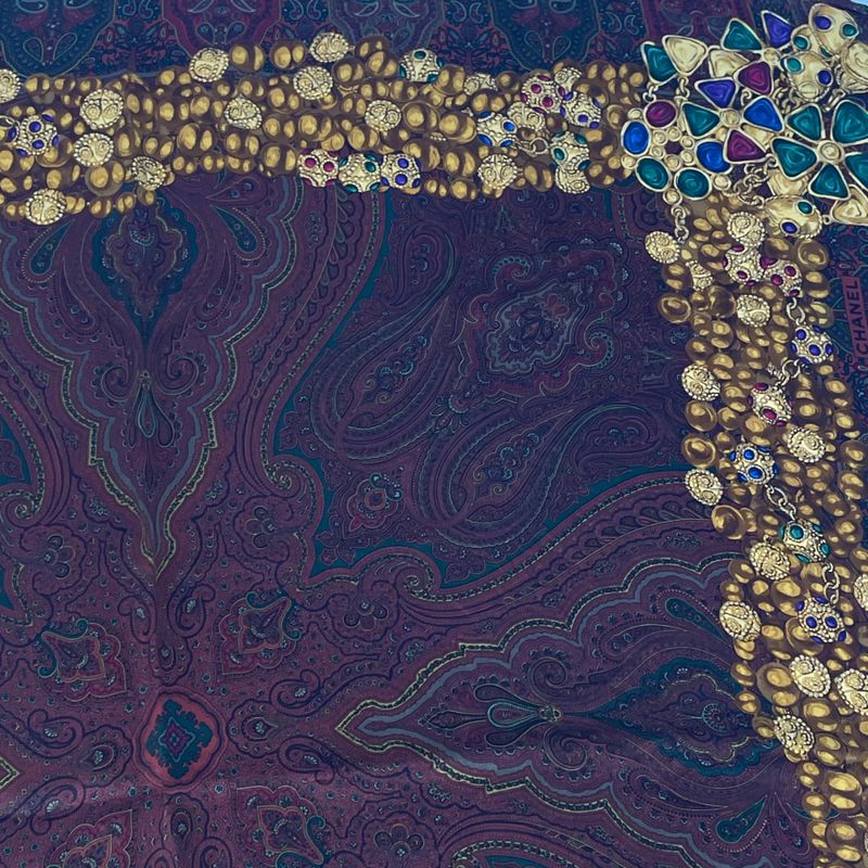Chanel Scarf Silk Gripoa Pattern Multicolor