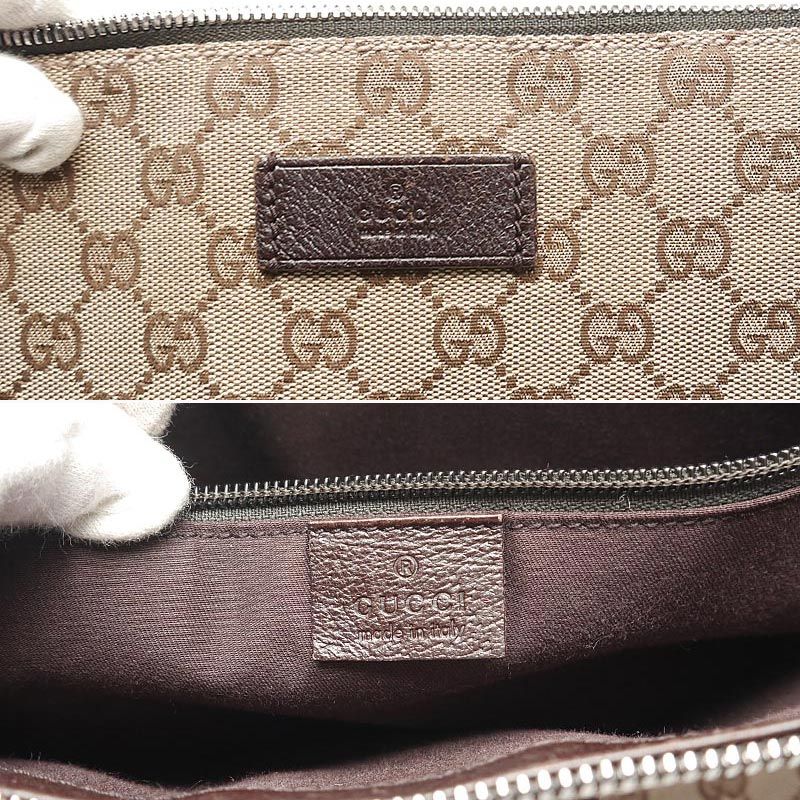 Gucci Shoulder Bag 110054 GG Canvas And Leather A4 Size