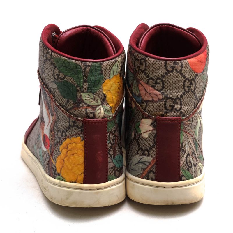 Gucci Shoes Sneakers Shoes High Cut Women PVC Leather Beige 427064 GG Tian