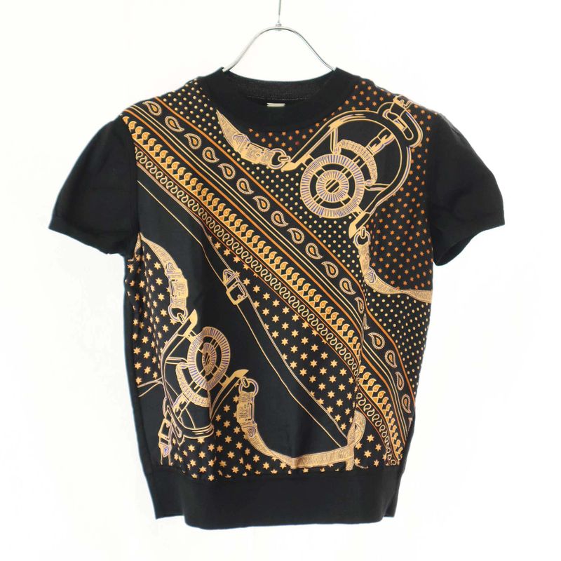 Hermes 24aw Apron Doll Bandana Silk Twill Raine Knit Top 4h2816d3 Black 36