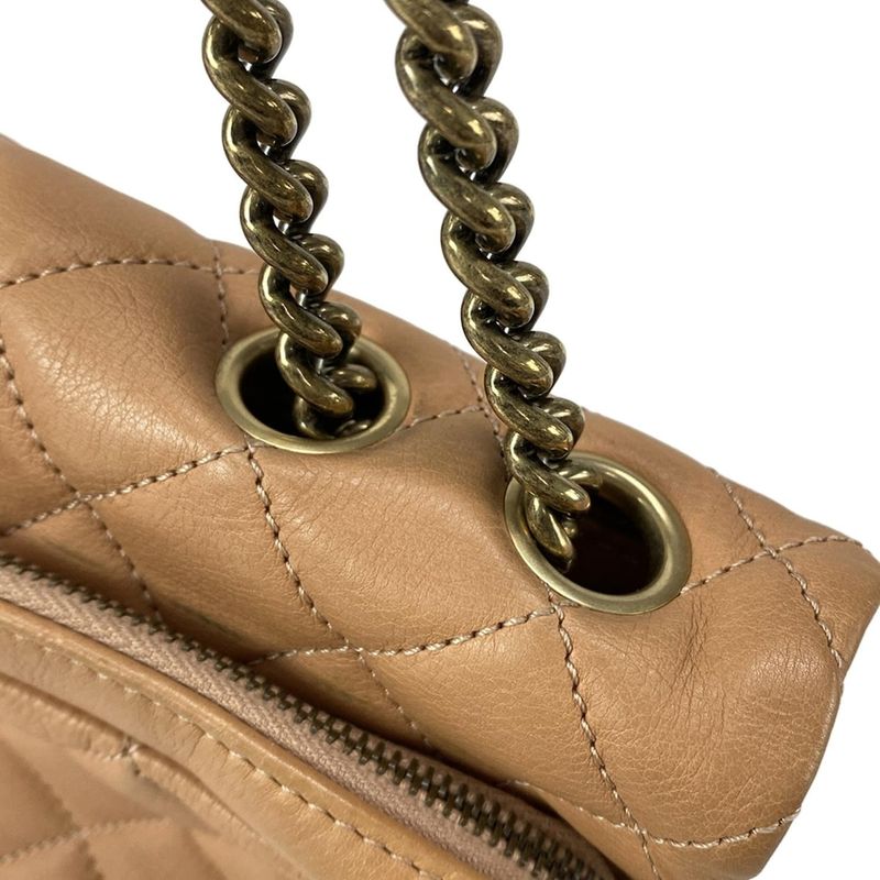 Chanel Shoulder Bag Single Flap Matelasse Light Brown Chain Shoulder/vintage