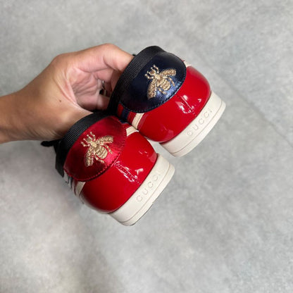 Gucci Bee Pearl Bijoux Patent Leather Sneakers 39 Women's 25cm (9.84in) Bee