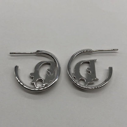 Dior Christian Dior Rhinestone Hoop Earrings Silver Ladies Men Fashion Vintage