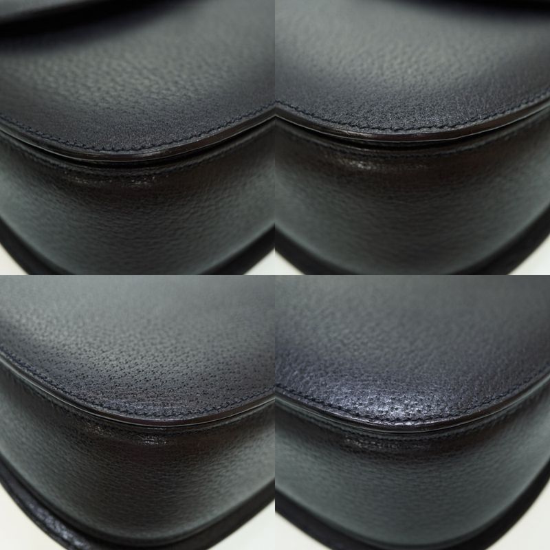 Gucci Bamboo Leather 2WAY Shoulder Hand Bag Black Gold Hardware With Shoulder