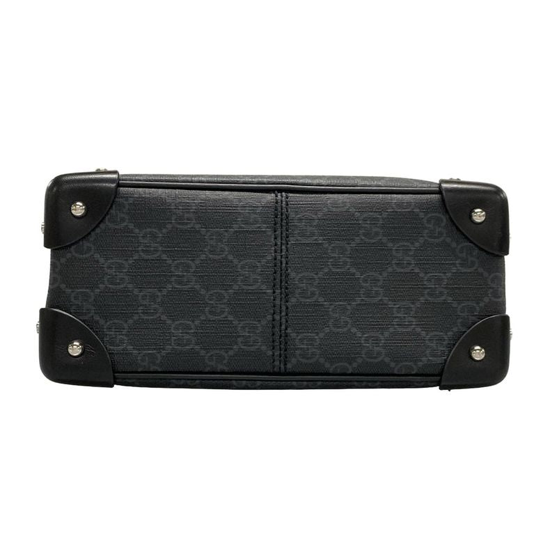 Gucci Shoulder Bag GG Plus GG Supreme 626363 Black And Dark Gray Leather