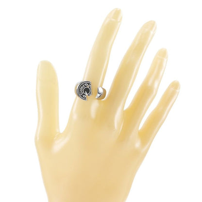 Hermes Carrousel And Metal Size 17.5 Black Men's 9.13g Ring