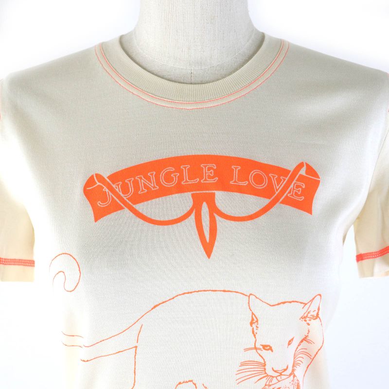 Hermes 22SS 2h4616dh Jungle Love 100% Cotton Short Sleeve T-shirt Light Beige