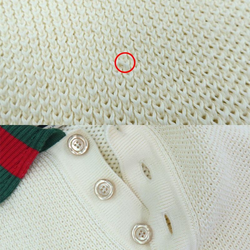 Gucci Knit Polo T-shirt 739954 Short Sleeve Collar Ivory - S Size