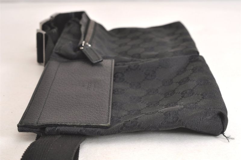Gucci Vintage Waist Body Bag Wallet GG Canvas Leather 28566 Black 3064n