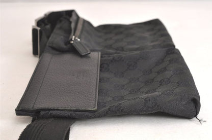 Gucci Vintage Waist Body Bag Wallet GG Canvas Leather 28566 Black 3064n