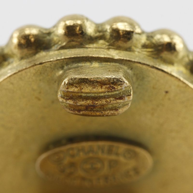 Chanel Coco Mark Vintage Gold Plated Black 95P Ladies 28.5g Earring