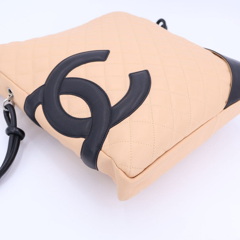 Chanel Cambon Line Large Shoulder Bag A25179 Beige Black SV