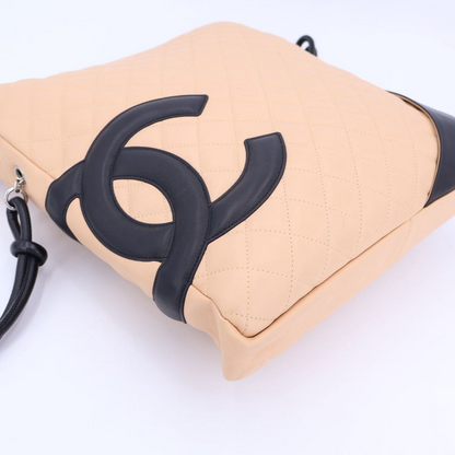 Chanel Cambon Line Large Shoulder Bag A25179 Beige Black SV