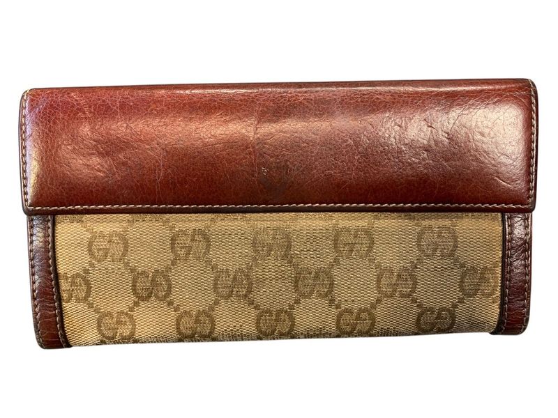 2540 Gucci Long Wallet W Hook Wallet G Mark GG Canvas Preowned 190389-4276