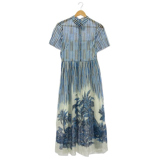 Christian Dior 221r81a3802 Toile De Jouy Midi Shirt Dress Women's Navy I 40