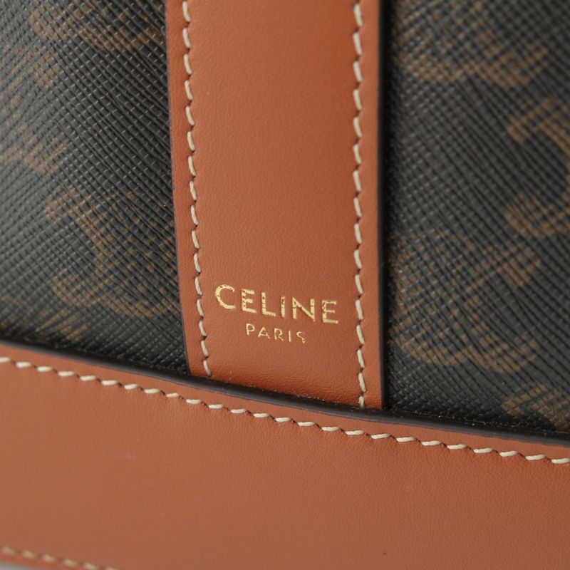 Celine Triomphe Small Bucket PVC Leather Shoulder Bag Brown