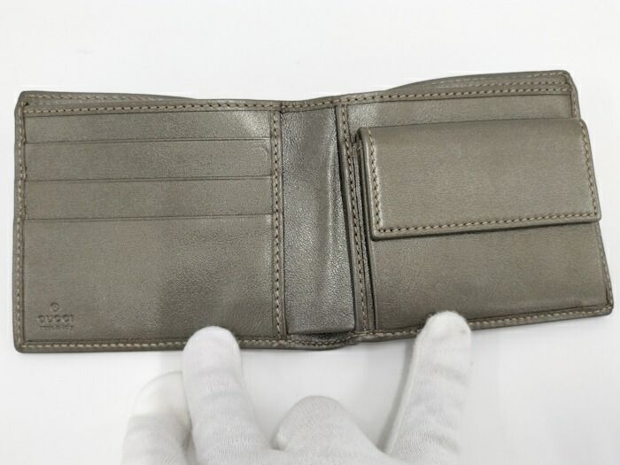 Gucci Bifold Wallet GG Imprime Metallic Khaki 224122