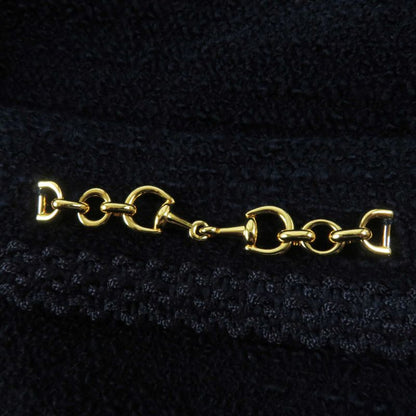 Gucci 652725 Wool With Horsebit Monochrome Tweed Sleeveless Dress Navy Gold