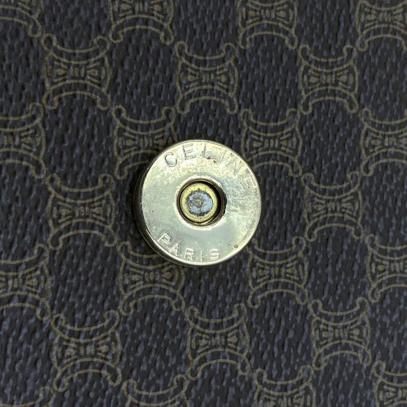 Celine DM91 Clutch Bag Second Bag Pouch Macadam PVC Leather Brown Ladies Men