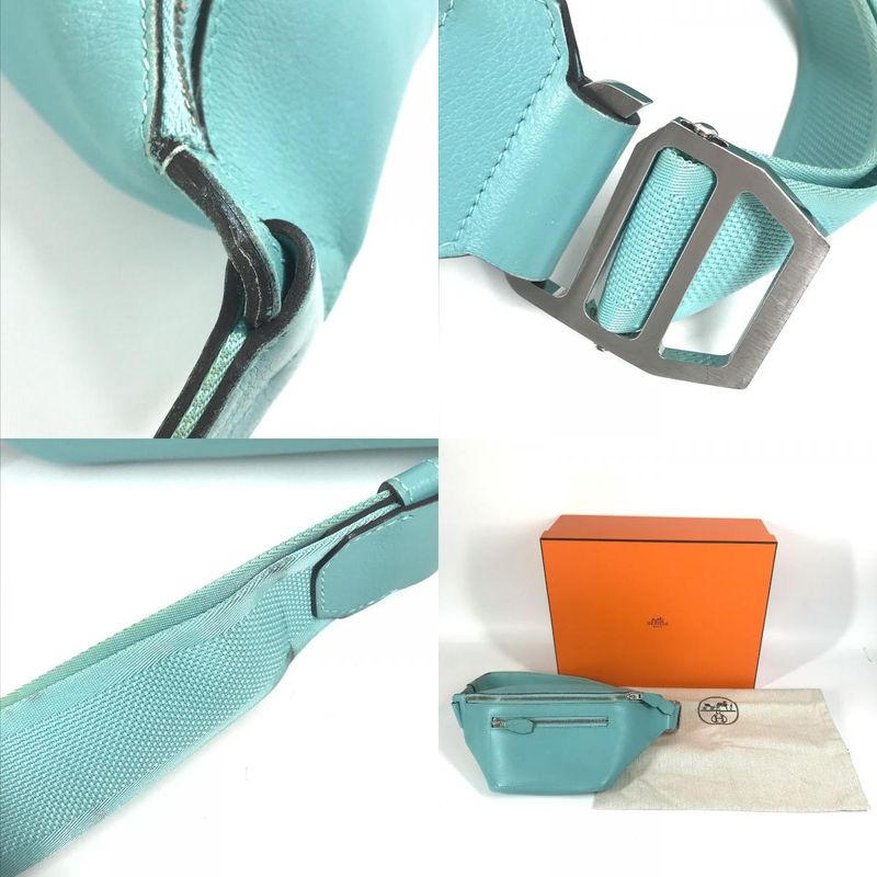 Hermes Body Bag City Slide Cross PM Evercolor Blue Atoll Blue