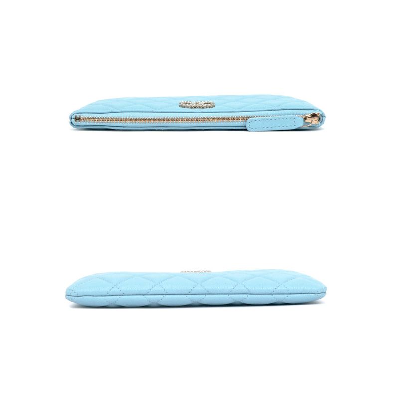 Chanel Flat Pouch Matelasse Light Blue - Light Blue Gdhardware Caviar