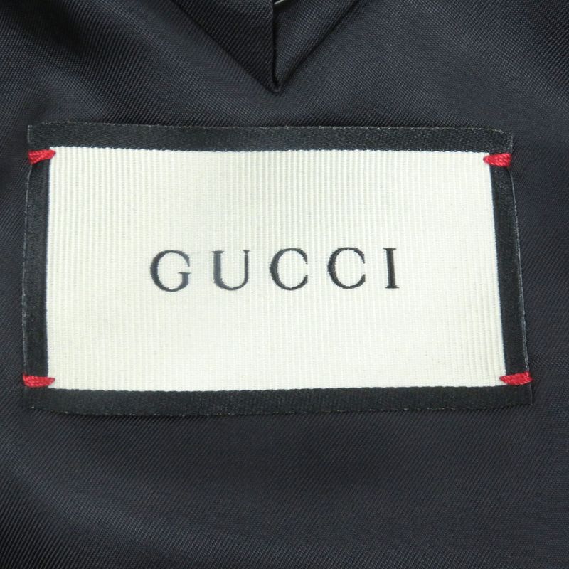 Gucci 252024 None Fabric 100% Wool Single Blazer Tailored Jacket Navy 48 Made