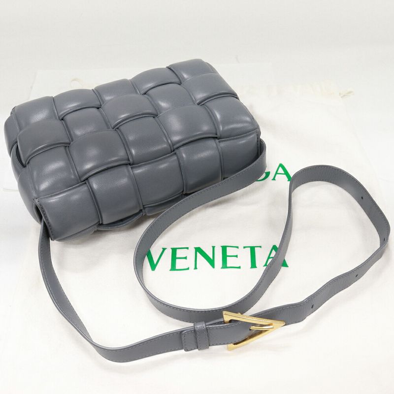 Bottega Veneta Shoulder Bag Small Patted Cassette Lambskin Gray 717506