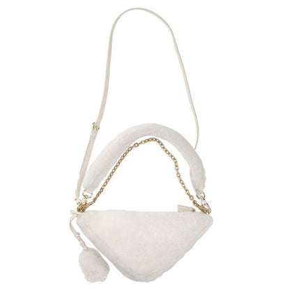 Prada 1bc543 Sacca Triangle Logo Plate Fur Handbag Women