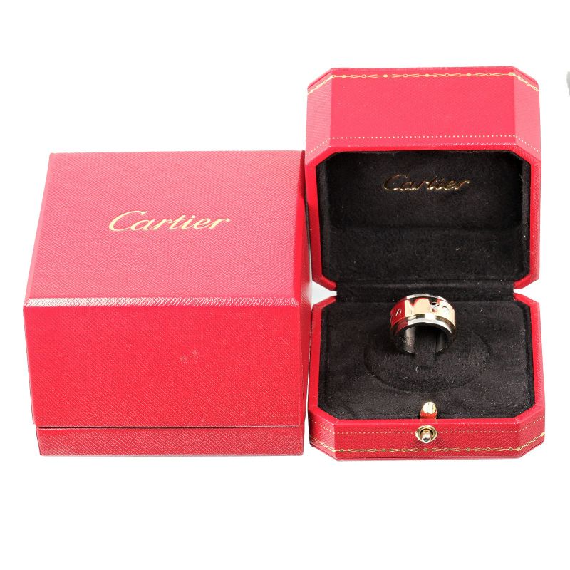 Cartier Santos 100 18K Yellow Gold And Stainless Steel No 7 Ladies 17.6g Ring
