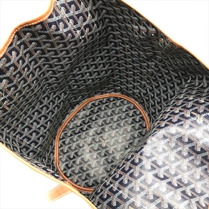 Goyard Bella la Reversible Tote Canvas Leather Navy Brown Natural