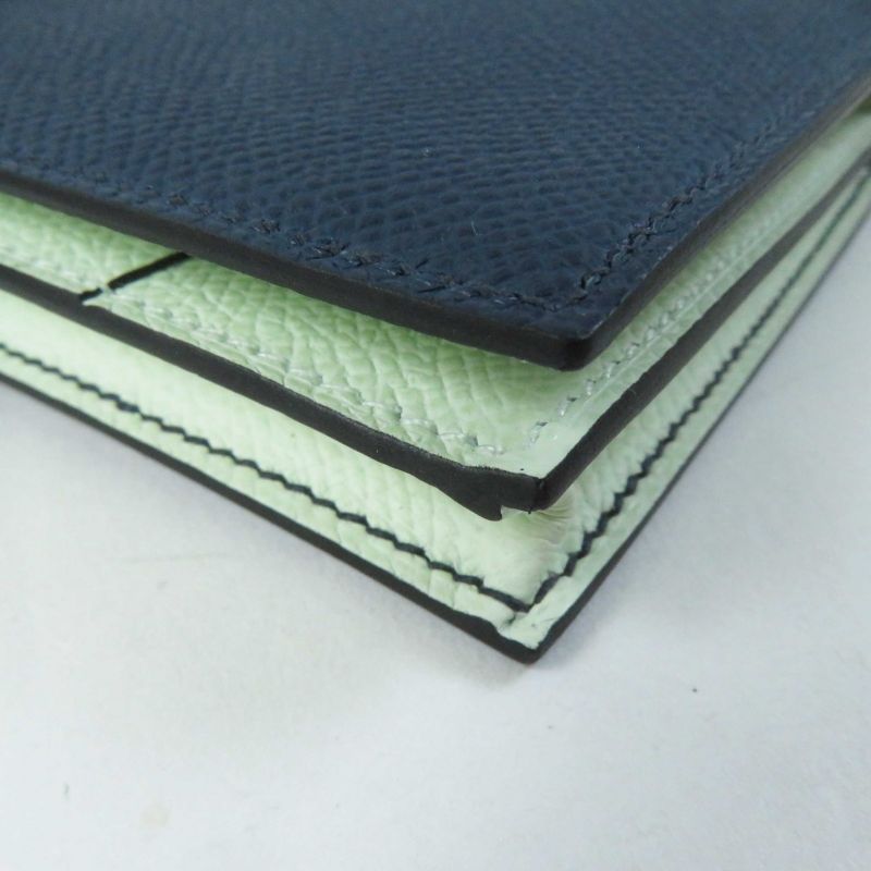 Hermes Bearn Souffle Verso Blue Prus/vert Fizz Silver Hardware Vaux Epson Long