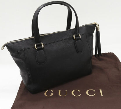 Gucci Shoulder Tote Handbag Soho Tassel Calf Black 282307