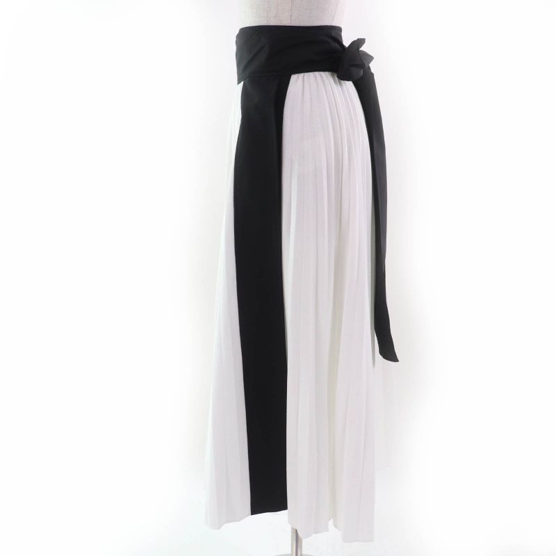 Louis Vuitton 2024 Silk Blend Ribbon Belt Design Pleated Wrap Long Skirt White