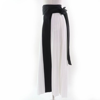 Louis Vuitton 2024 Silk Blend Ribbon Belt Design Pleated Wrap Long Skirt White