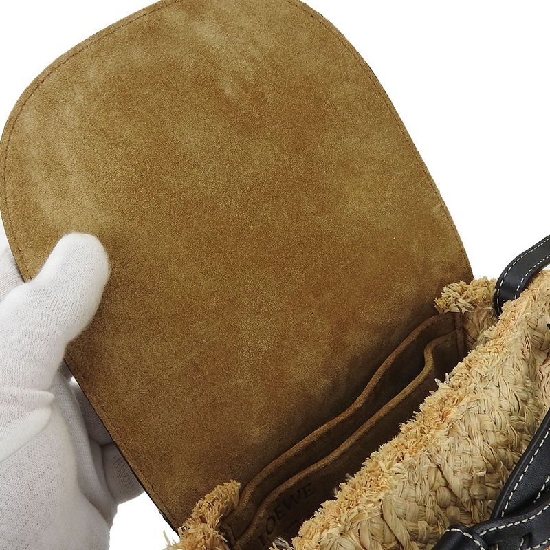 Loewe 329.13u62 Mini Gate Shoulder Bag Diagonal Pochette Ladies Leather Raffia