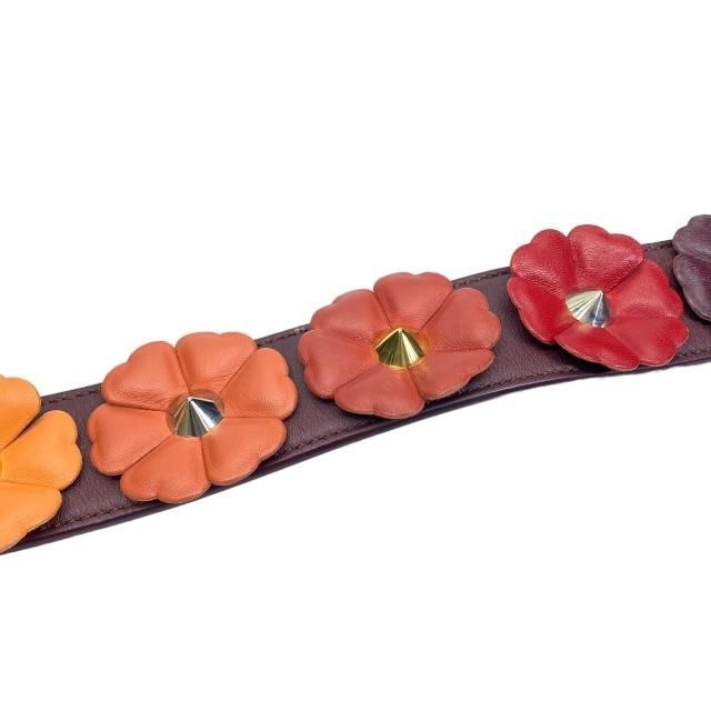 Fendi Strap You Shoulder Strap Small Flower Motif Studded Leather Purple