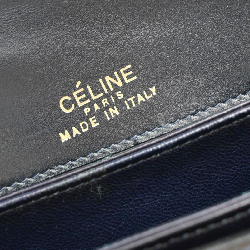 Celine Carriage Motif Shoulder Bag Enamel Navy 31ka940