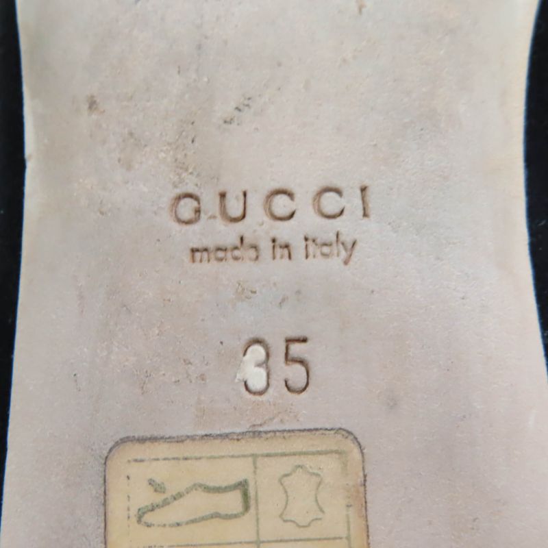 Gucci 270311 Bamboo Bit Suede Leather Pumps Flat Shoes Black 35 With Box Made